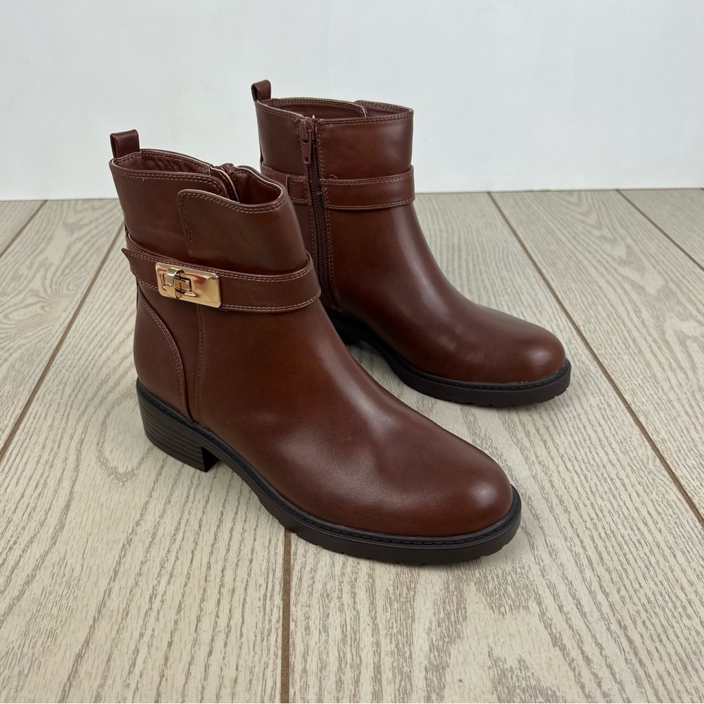 Giani Bernini Women's Becca Memory Foam Buckled Booties 6.5M Mocha Brown $100
